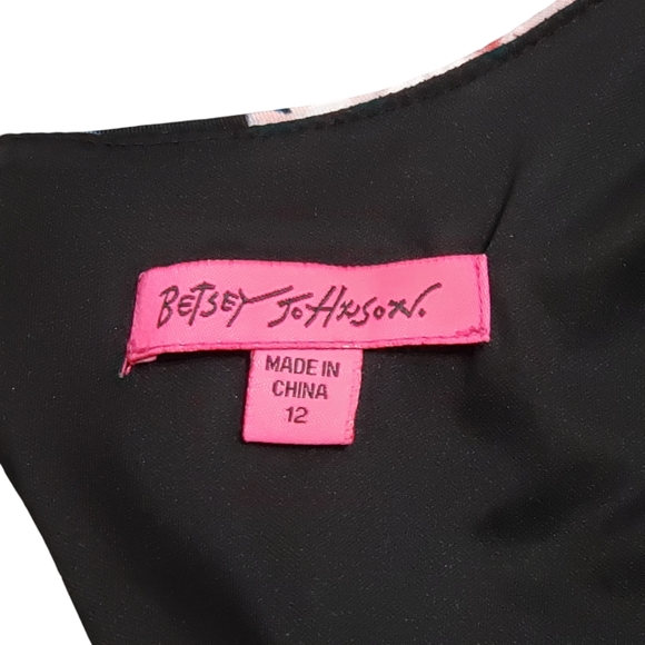 Betsey Johnson Dark Floral Midi Sheath Dress Black Sz 12 Whimsigoth - Picture 9 of 15